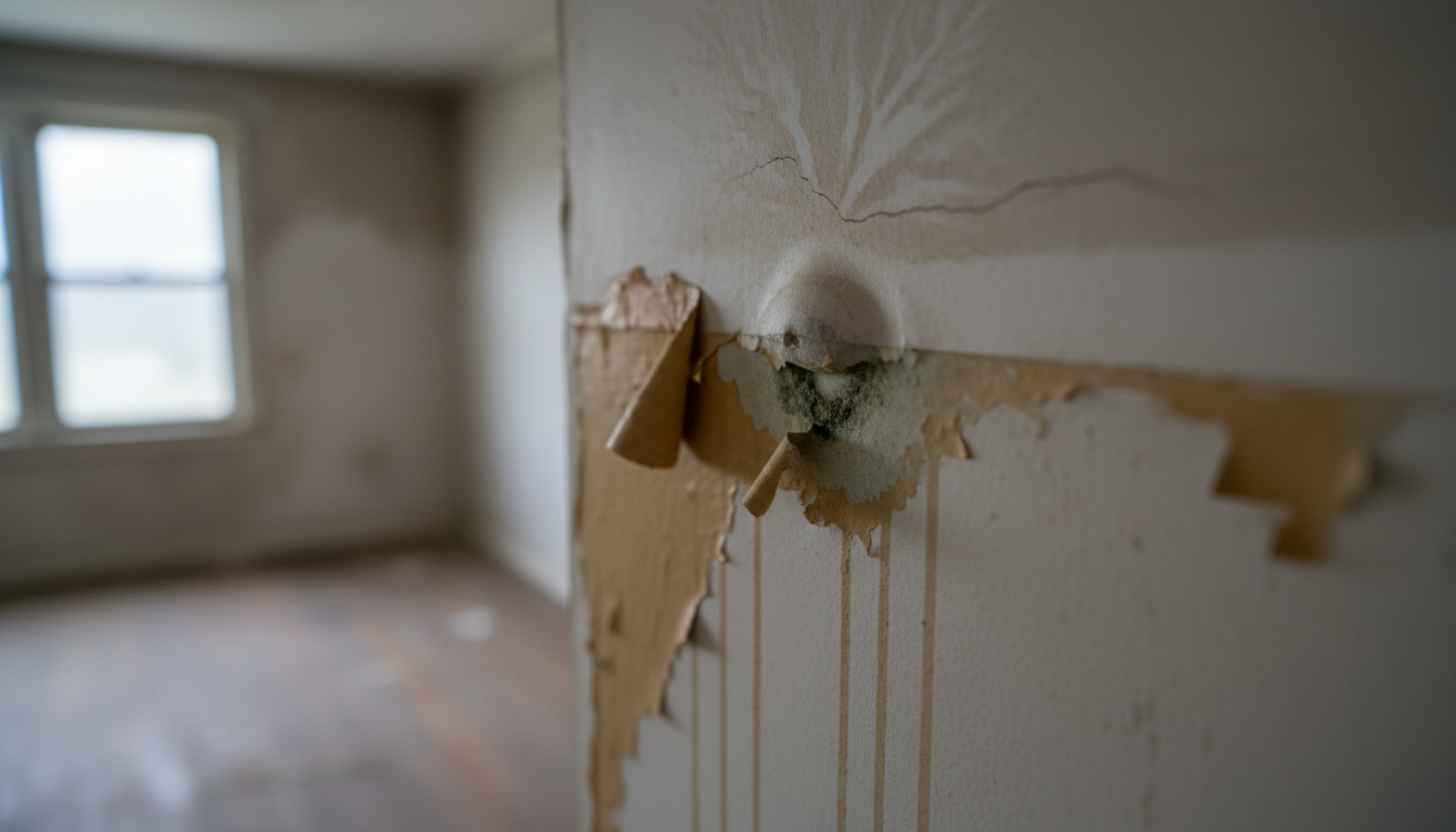 signs of hidden water damage behind walls and ceilings